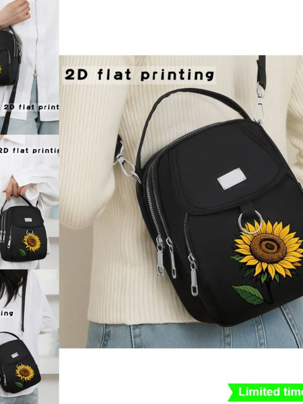 Lightweight Commuter Messenger Bag with Sunflower Pattern